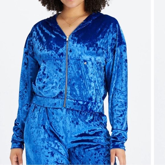 Fabletics Celeste Crushed Velvour Zip Ho Hoodie Size XL - Picture 1 of 12